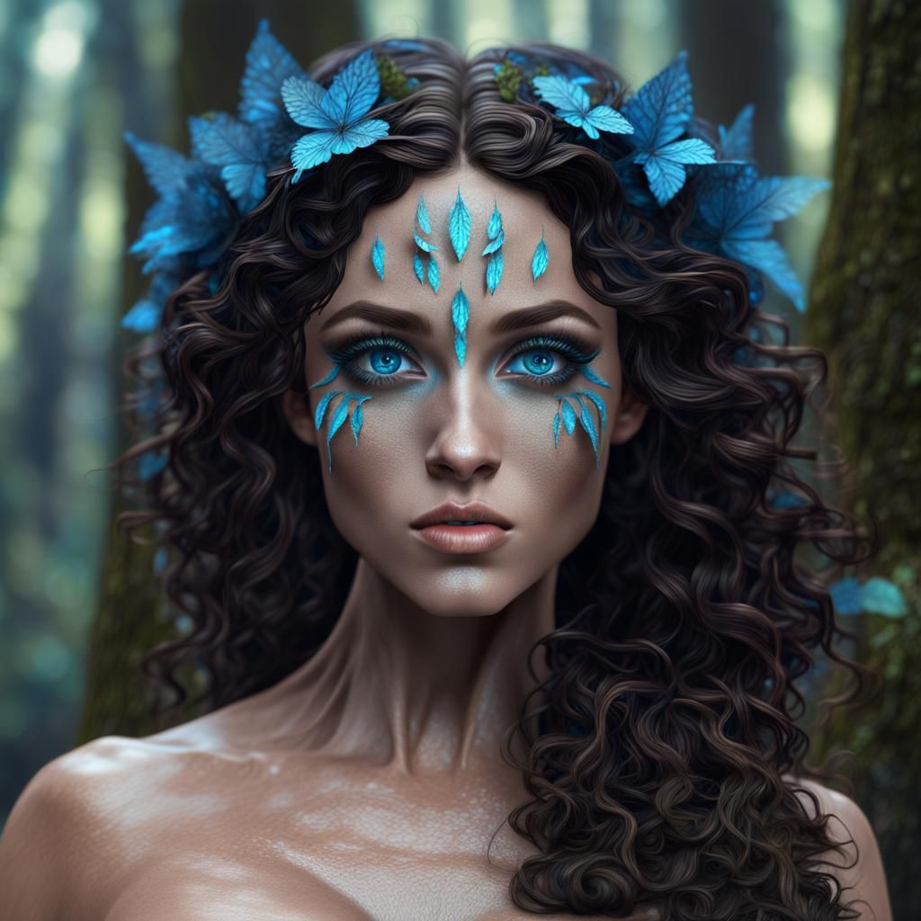 Bare Chested Forest Nymph: Detailed Matte Painting