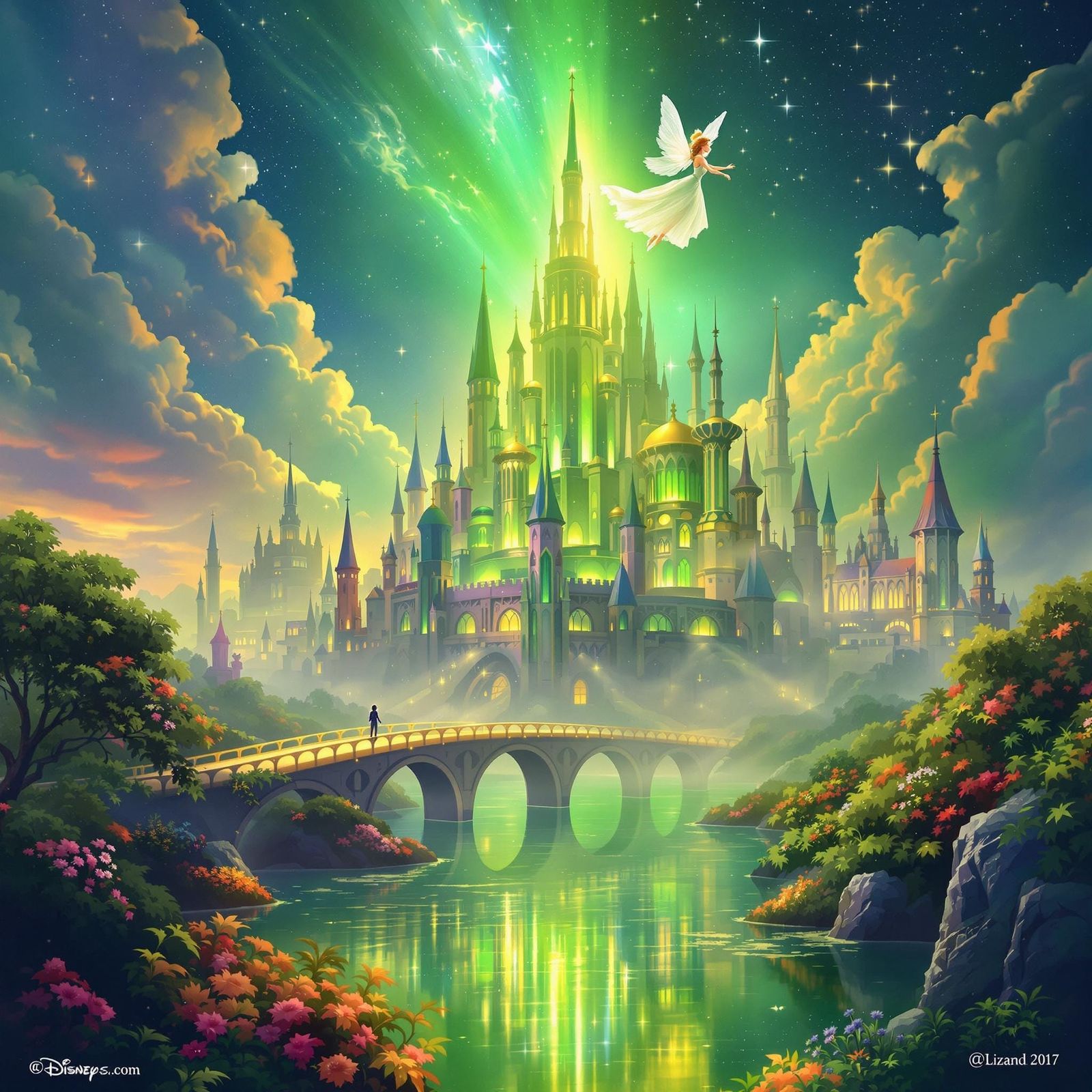 Surreal Emerald City at Dusk