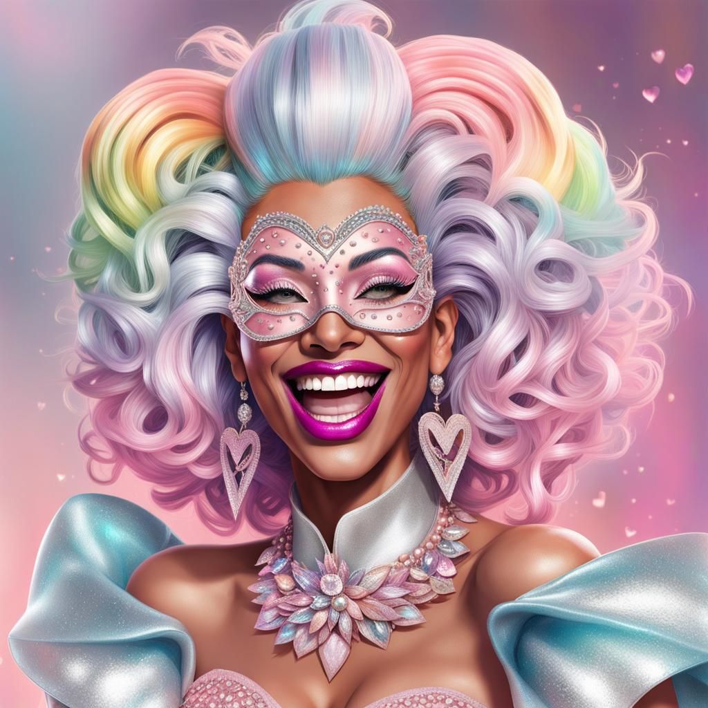 Laughing Pink Witch at Heart Rave in Graffiti Art