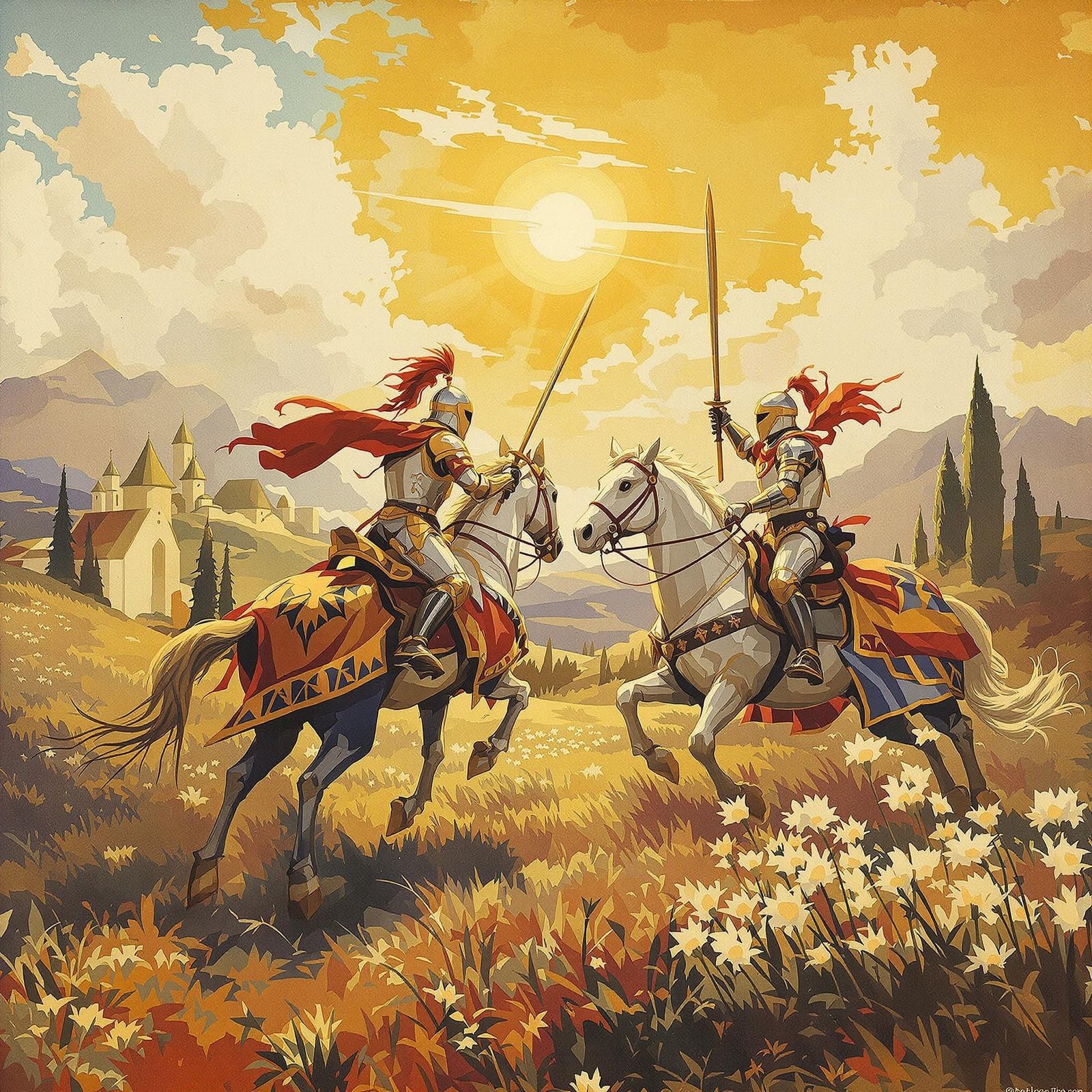 Knights Jousting in a 1950s Film Epic