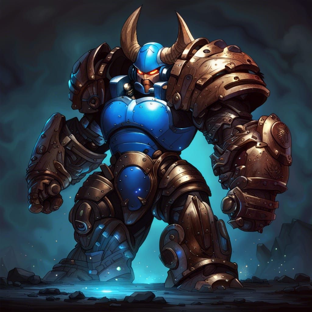 Guts Man as Warforged Barbarian, Dark Fantasy Art