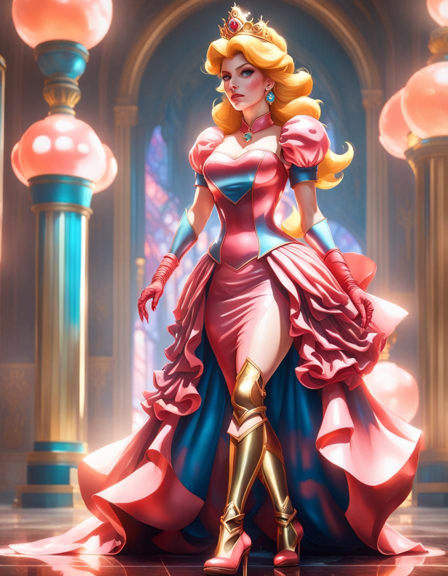 Princess Peach Portrait in Detailed Digital Art Style
