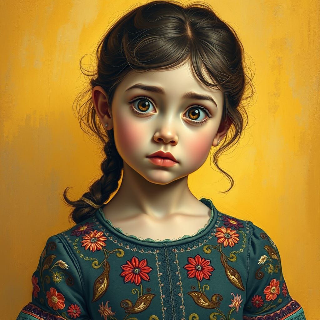 Young Woman with Quizzical Expression, Oil Painting