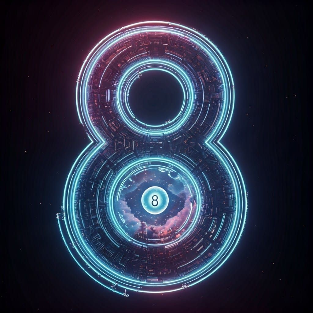 Cosmic Number 8: A Futuristic Celestial Oracle in Ethereal N...