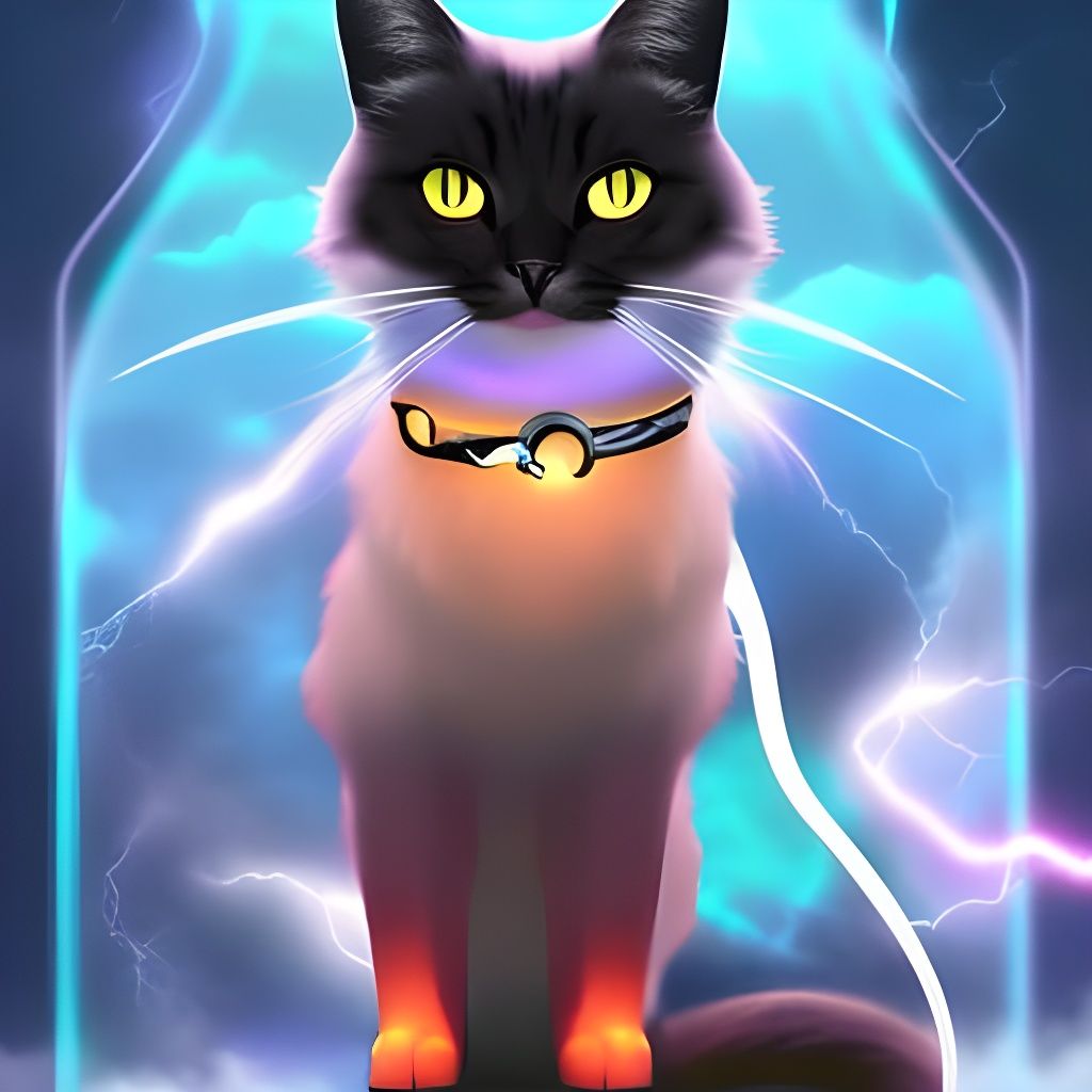 Cybercat Fantasy in Digital Art Style