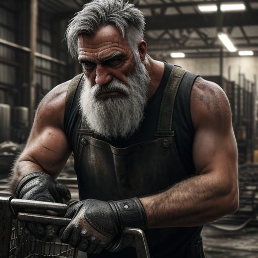 Industrial Worker in Gritty, Textured Factory