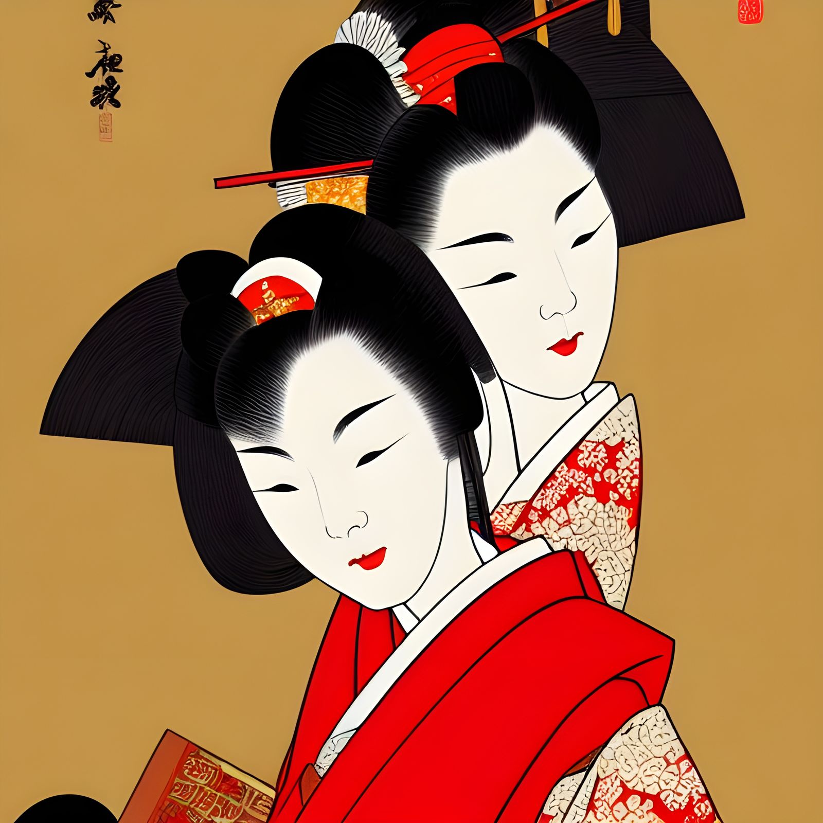 Geisha in Expressionist Oil Painting Style