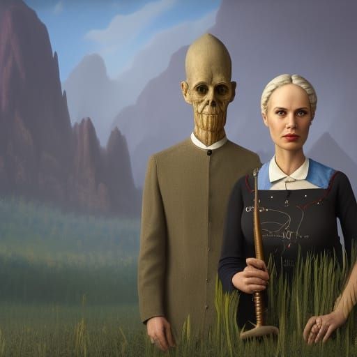 Detailed American Gothic Matte Painting in 8K