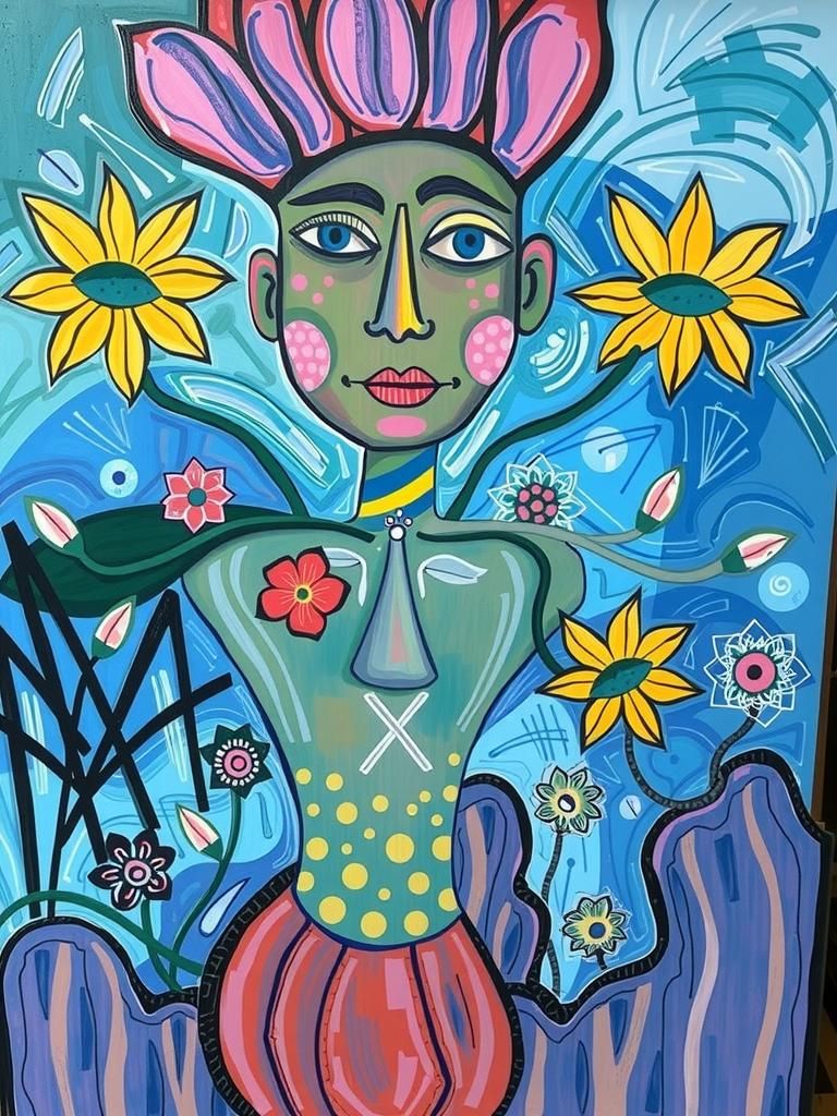 Abstract Floral Arrangement in Kandinsky Style