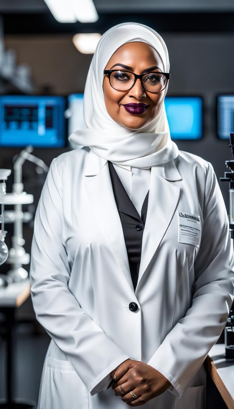 Beautiful Woman in Lab Coat Portrait