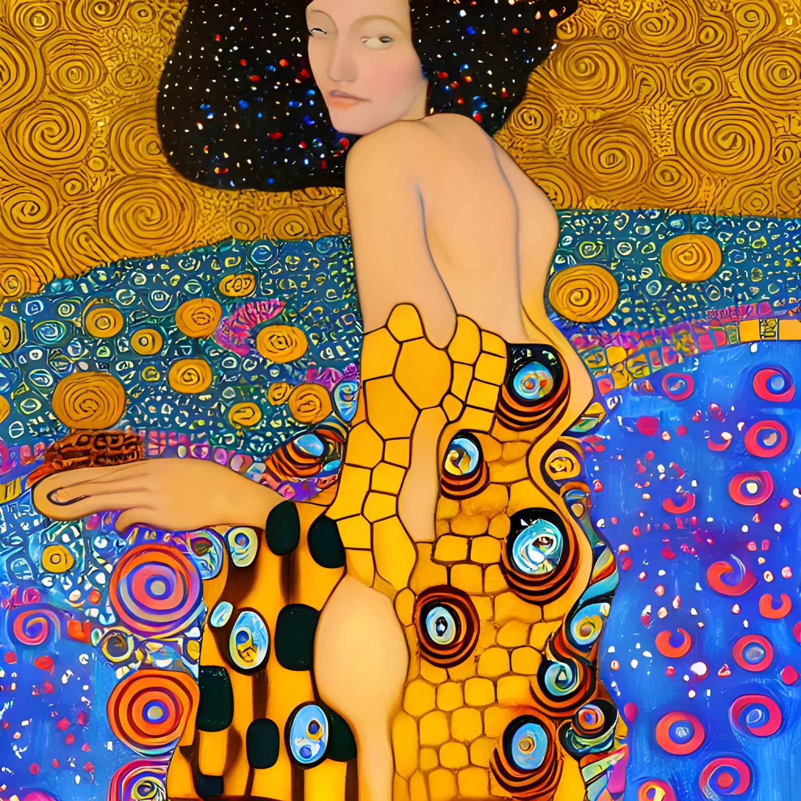 Honeycomb and Bees Woman in Klimt Style