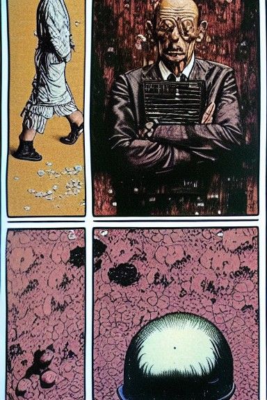 Contemplative Cop: Psychedelic Comic Book Illustration