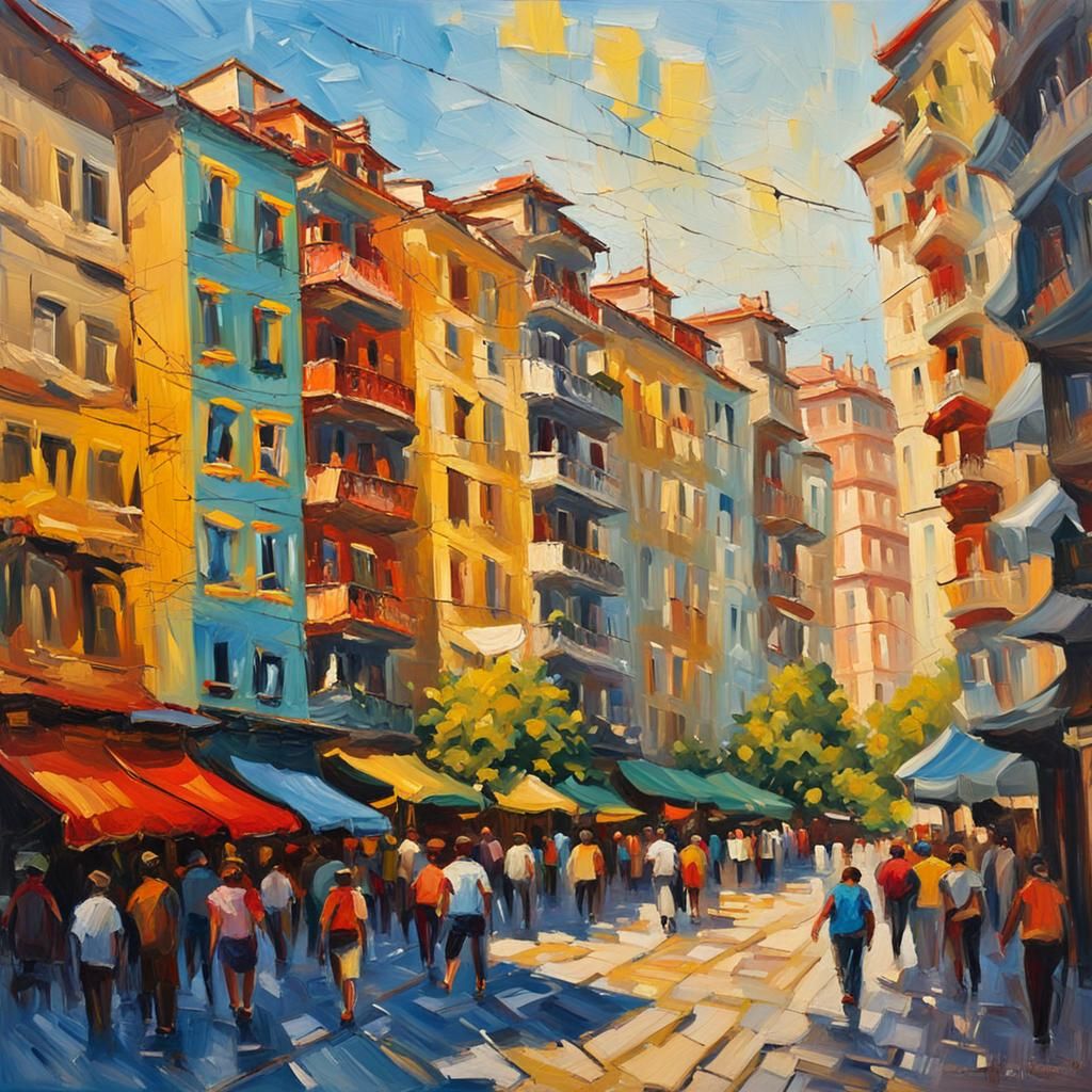 Varna Bulgaria Cityscape in Neo-Expressionist Style