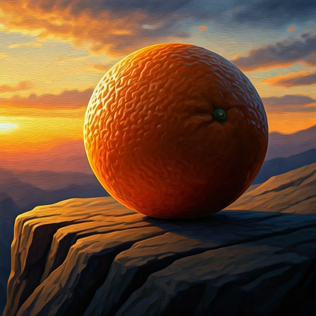 Orange Radiance: Sunset Oil Painting