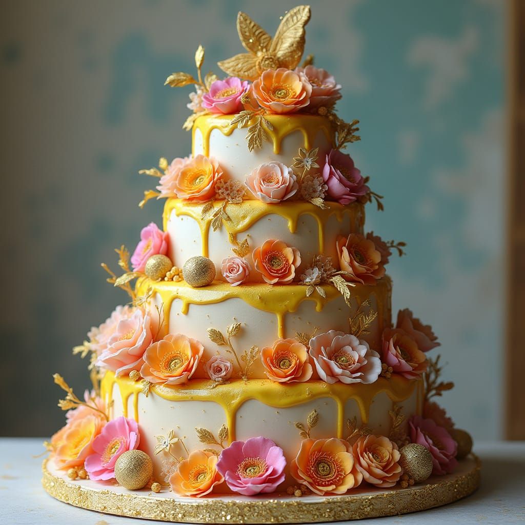 Ornate Cake in Whimsical Digital Style