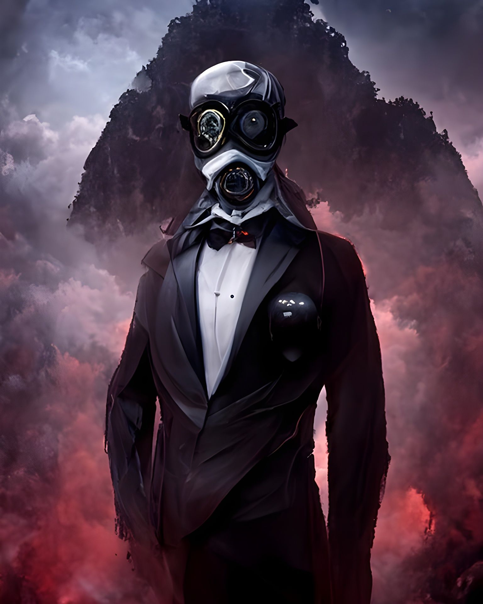 Sinister Humanoid in Gas Mask Digital Illustration