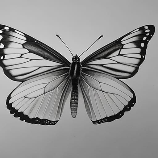 Realistic Butterfly: Detailed Pencil Sketch