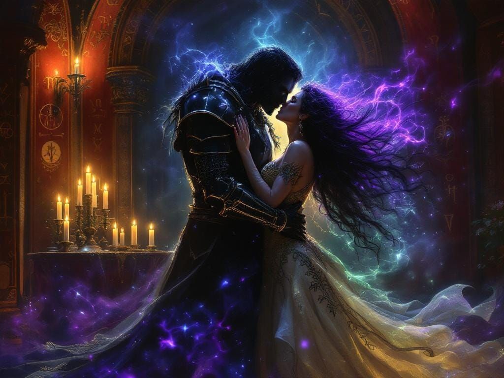 Black Knight and Morgan le Fay: Romantic Kiss