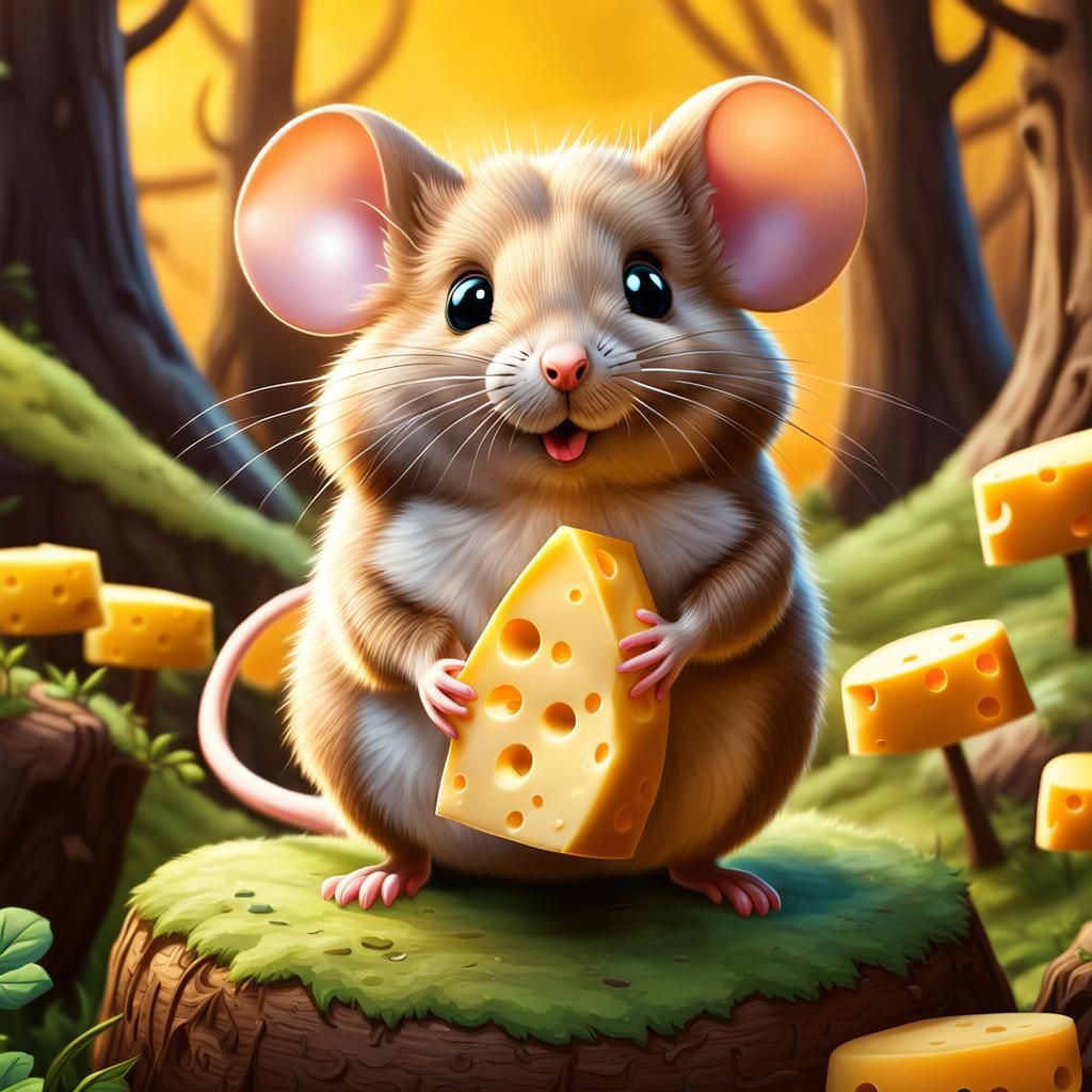 Cartoon Mouse in Cheese Land: Adventure Time Style