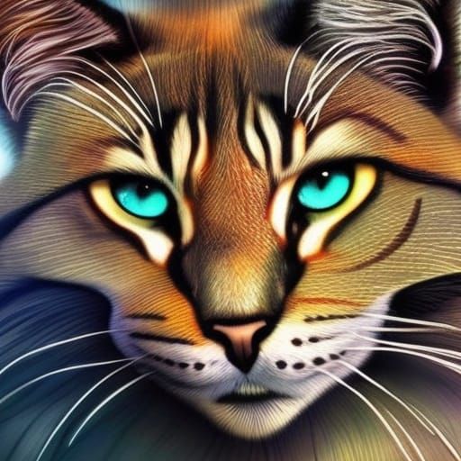 Hyperdetailed Warrior Cat Portrait in Digital Art Style