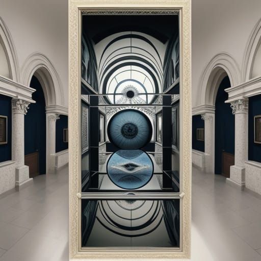 M.C. Escher-Inspired Trompe L'oeil Waiting Room Scene in Sur...