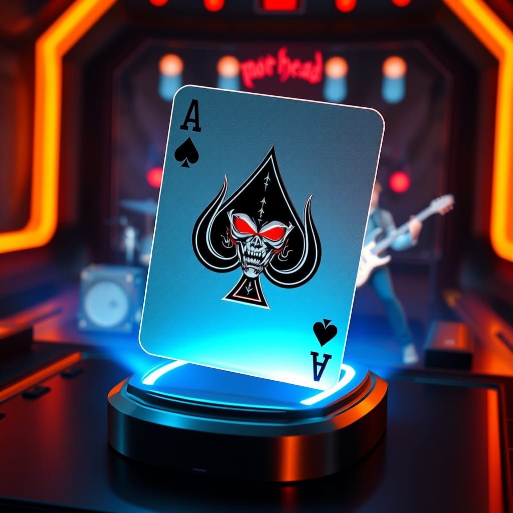 Ace of Spades Hologram in Futuristic High-Tech Style