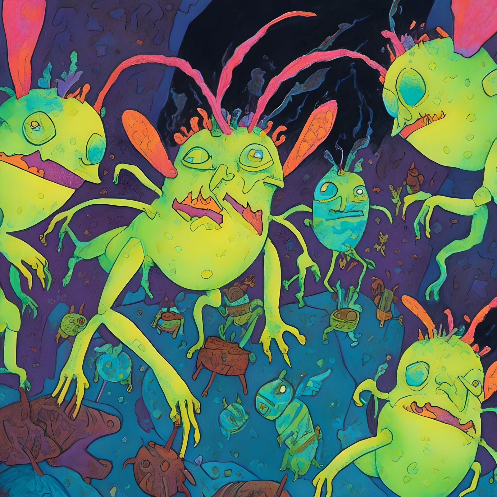 Swarm of Eyeball Insects with Stingers