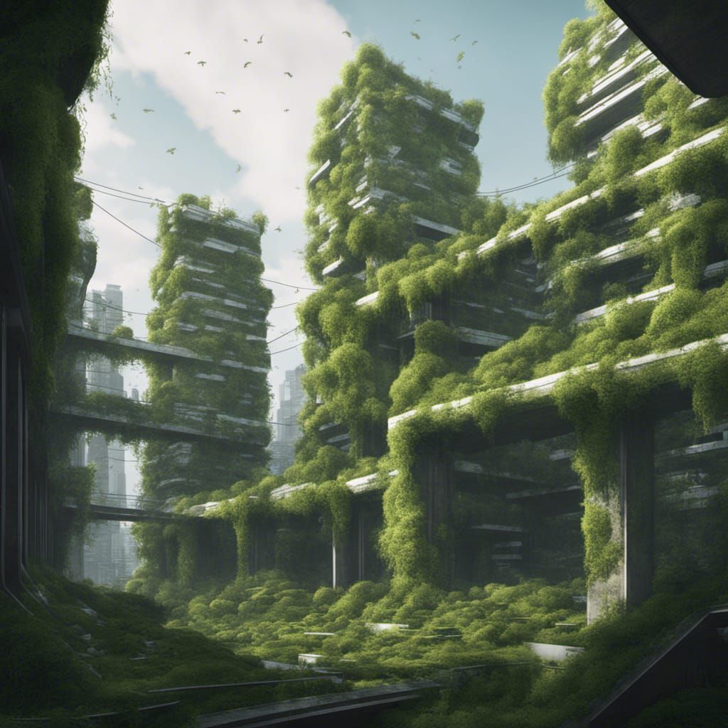 City Overgrown: Vines and Moss in 8k Concept Art