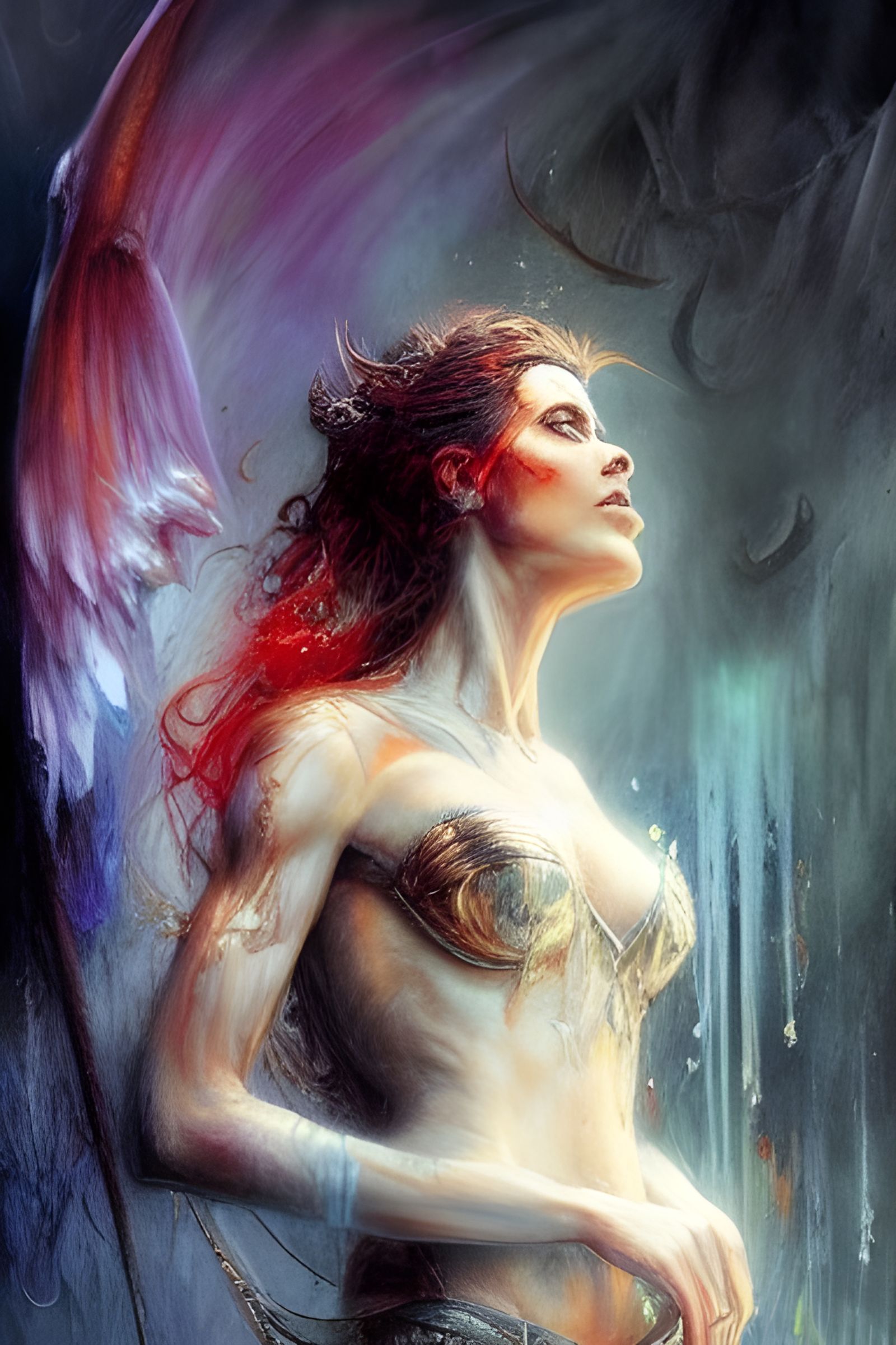 Fallen Angel Lucifer in Digital Painting Style