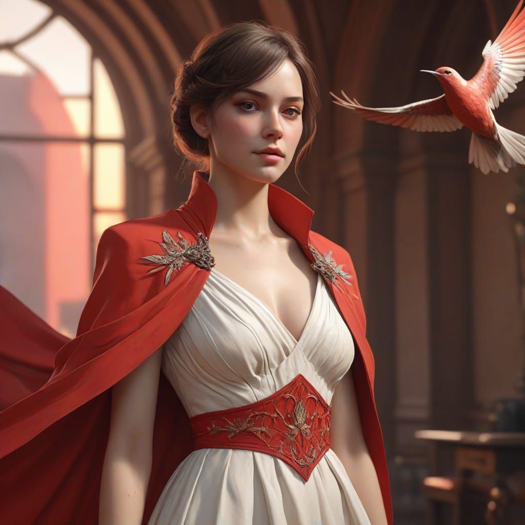 Elegant Lady Presents Swallow-Tail Gown in Triadic Hues