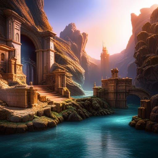 The Lost City of Atlantis: Detailed Matte Painting