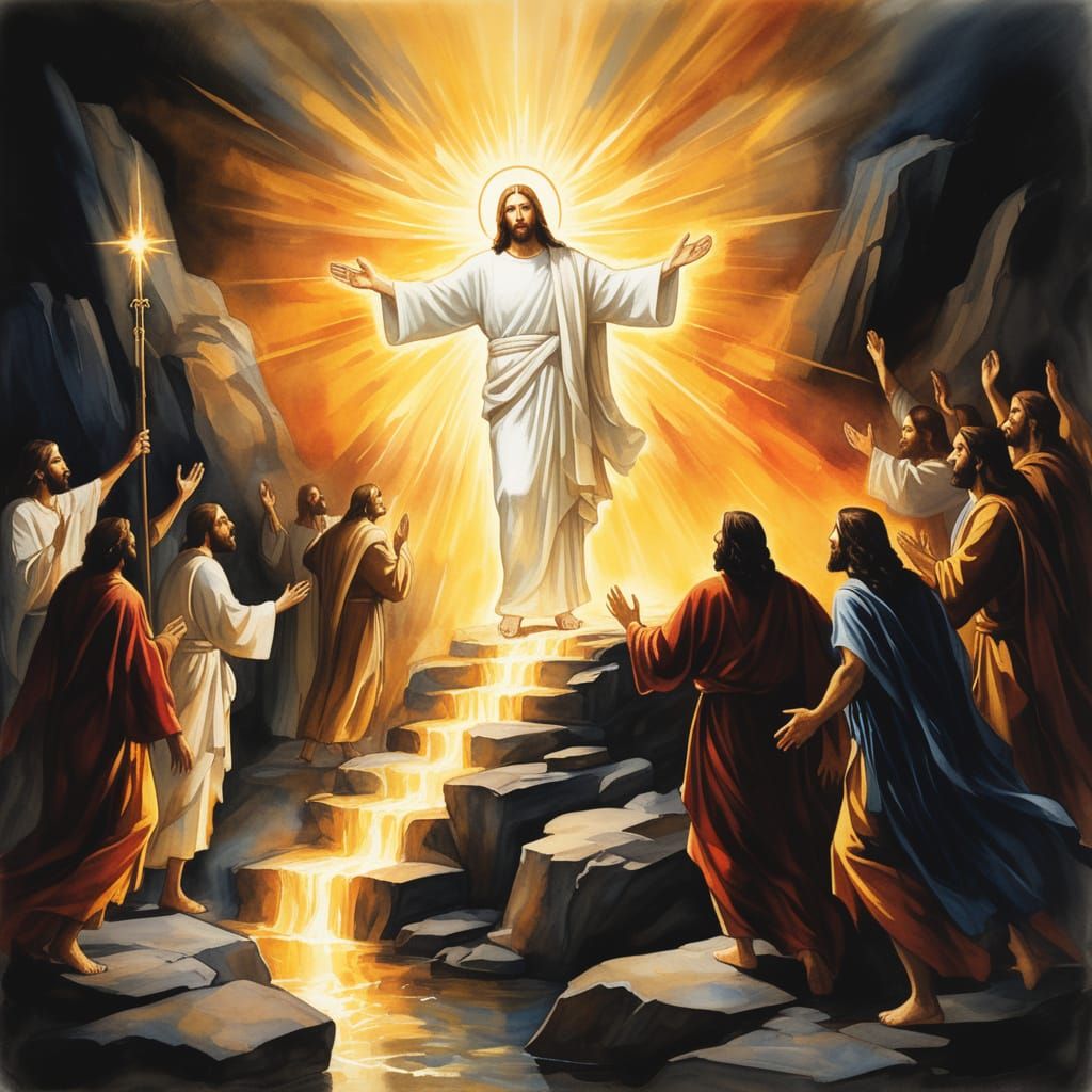 Christ Descends into Hades with Radiant Golden Light