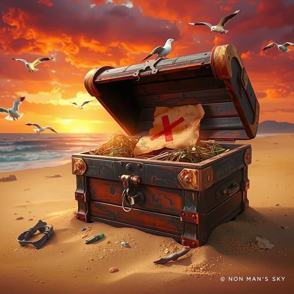 Pirate Treasure Chest at Sunset: Fantasy Art