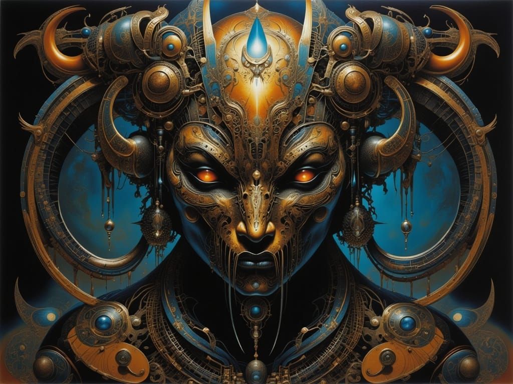 Menacing Alien Warrior in Dark Fantasy Style