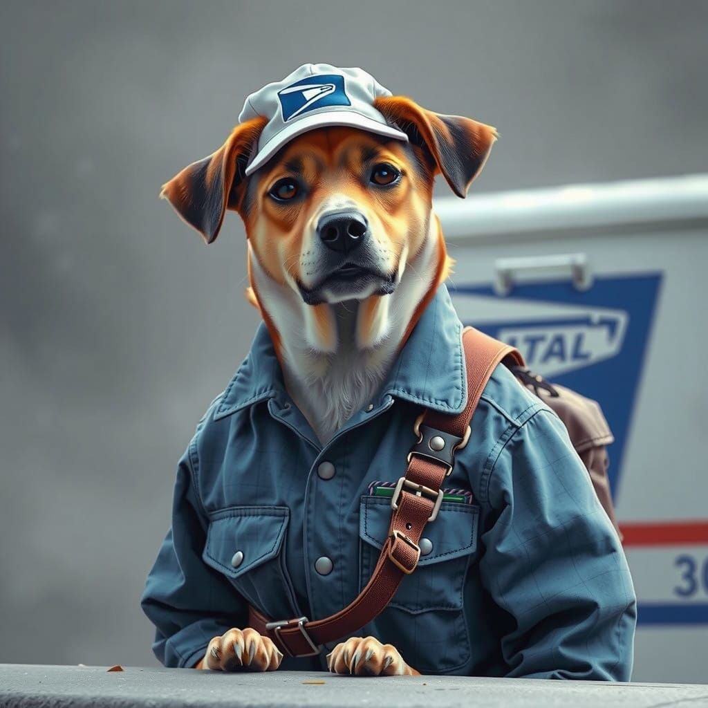 Golden Retriever Mail Carrier in Photorealistic Detail