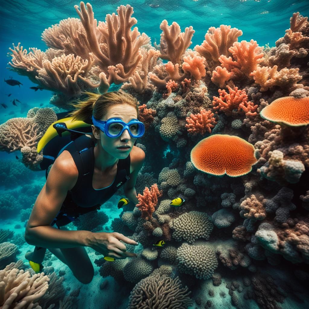 Australian Coral Reefs with Swimmer: Cinematic Film