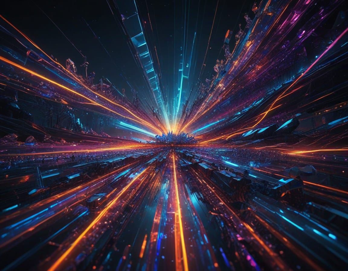 Surreal Crystalline Landscape Illuminated by Vibrant Colors