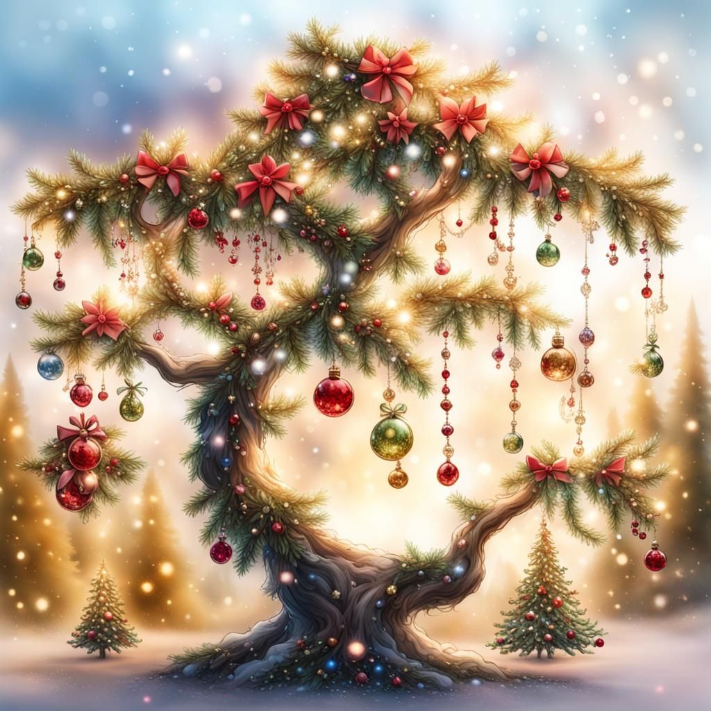 Ornate Christmas Tree with Jewels and Bells
