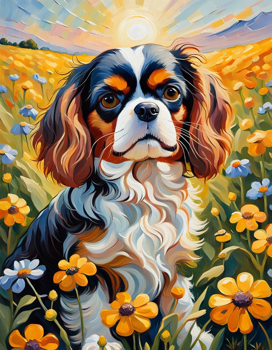 Cavalier King Charles Spaniel in Impressionist Style