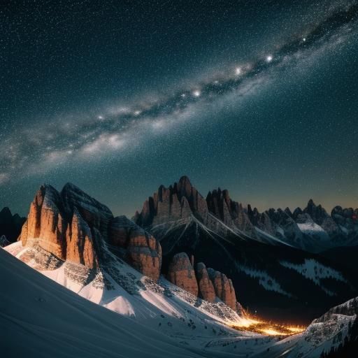 Night Sky Over the Dolomites: Cinematic Film Still