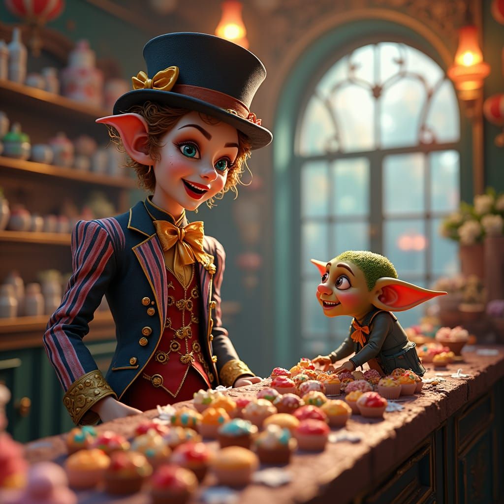 Harlequin Serves Goblin Sweets in Steampunk Sweet Shop