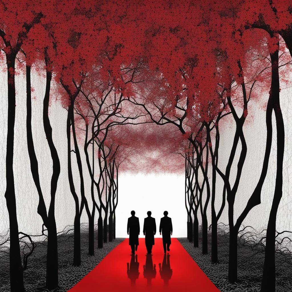 Gatekeepers Silhouette in Floral Forest