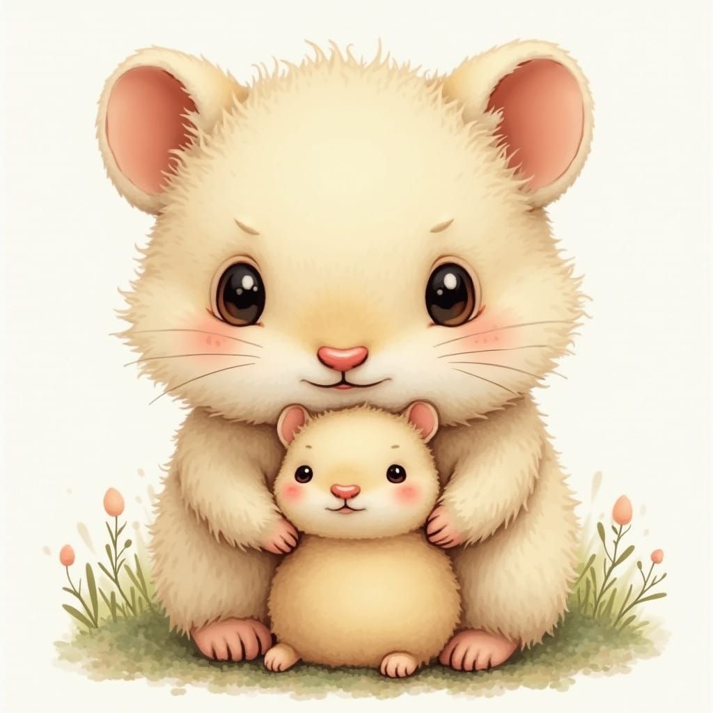 Whimsical Furry Friends in Watercolor Style