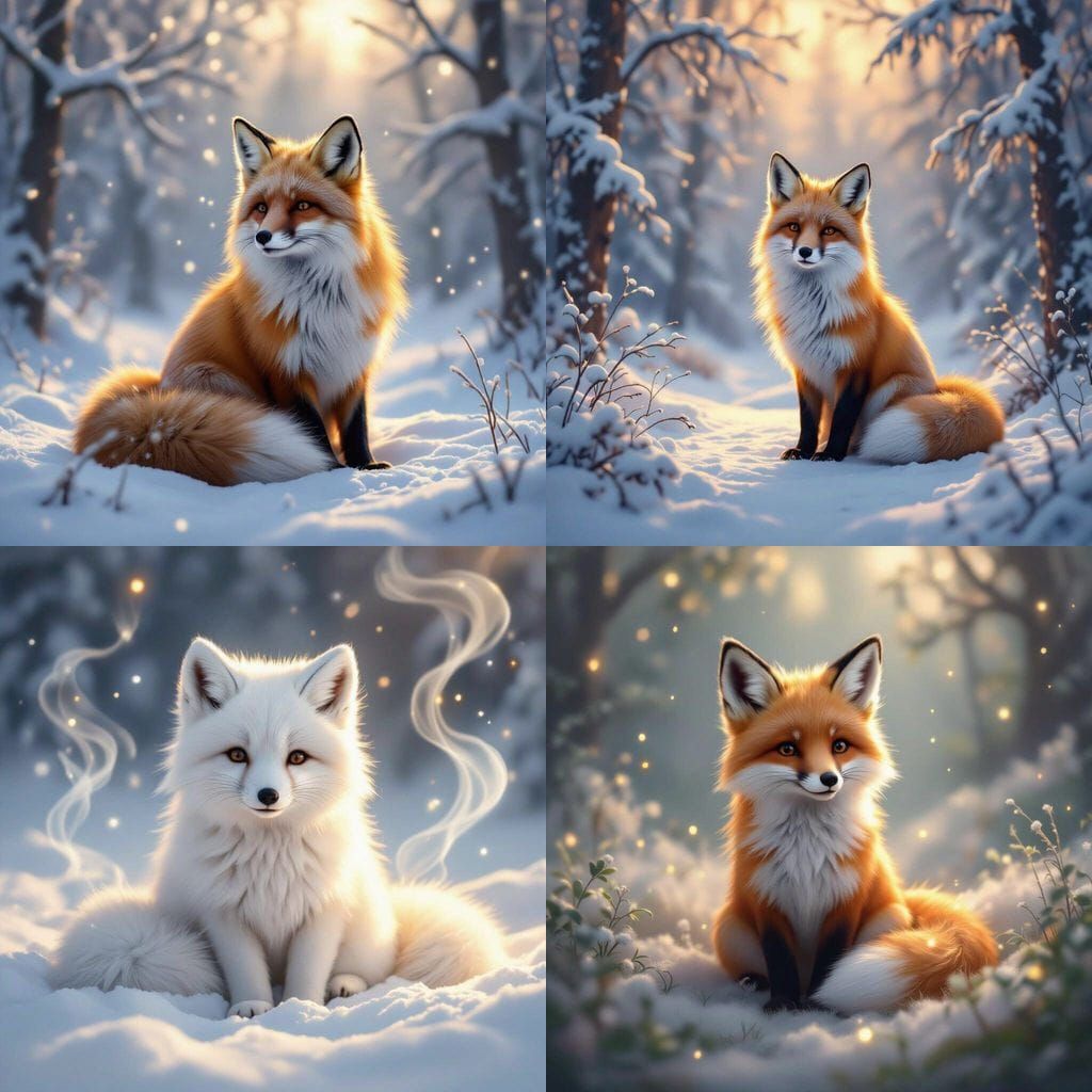 Ethereal Fantasy Fox in Snowy Mist