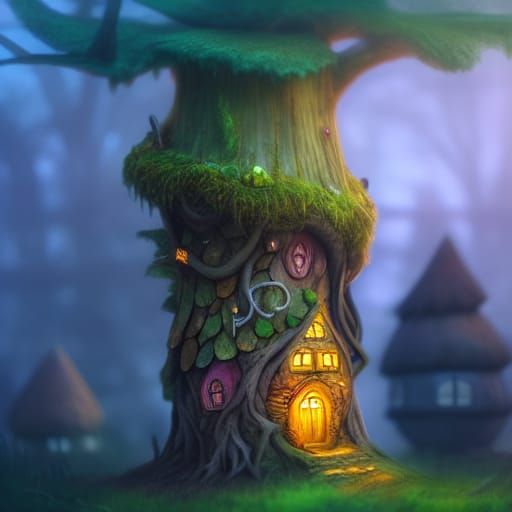 Fantasy Fairy Cottages in a Magical Forest