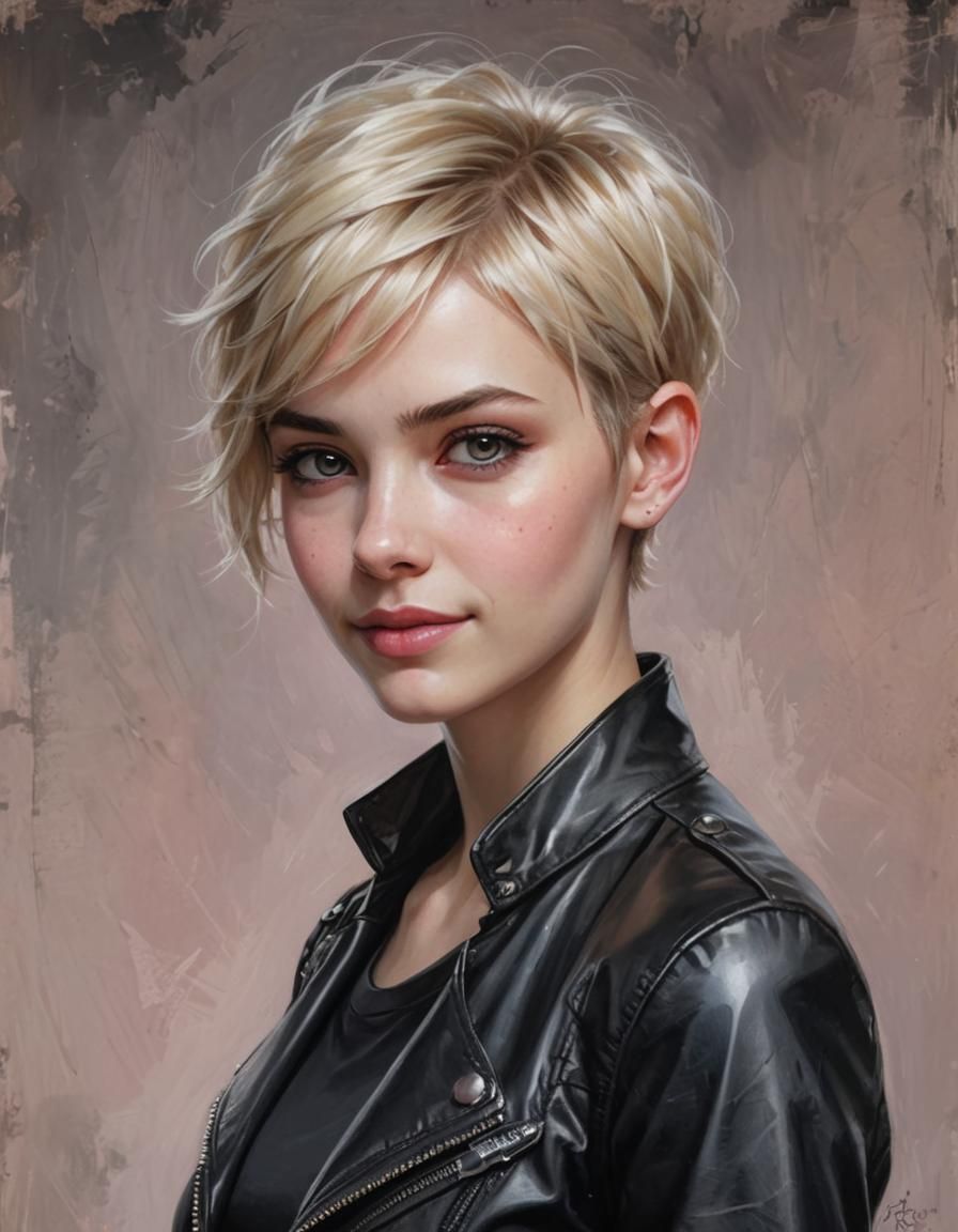 Gamine Goth Girl Portrait in Photorealistic Style