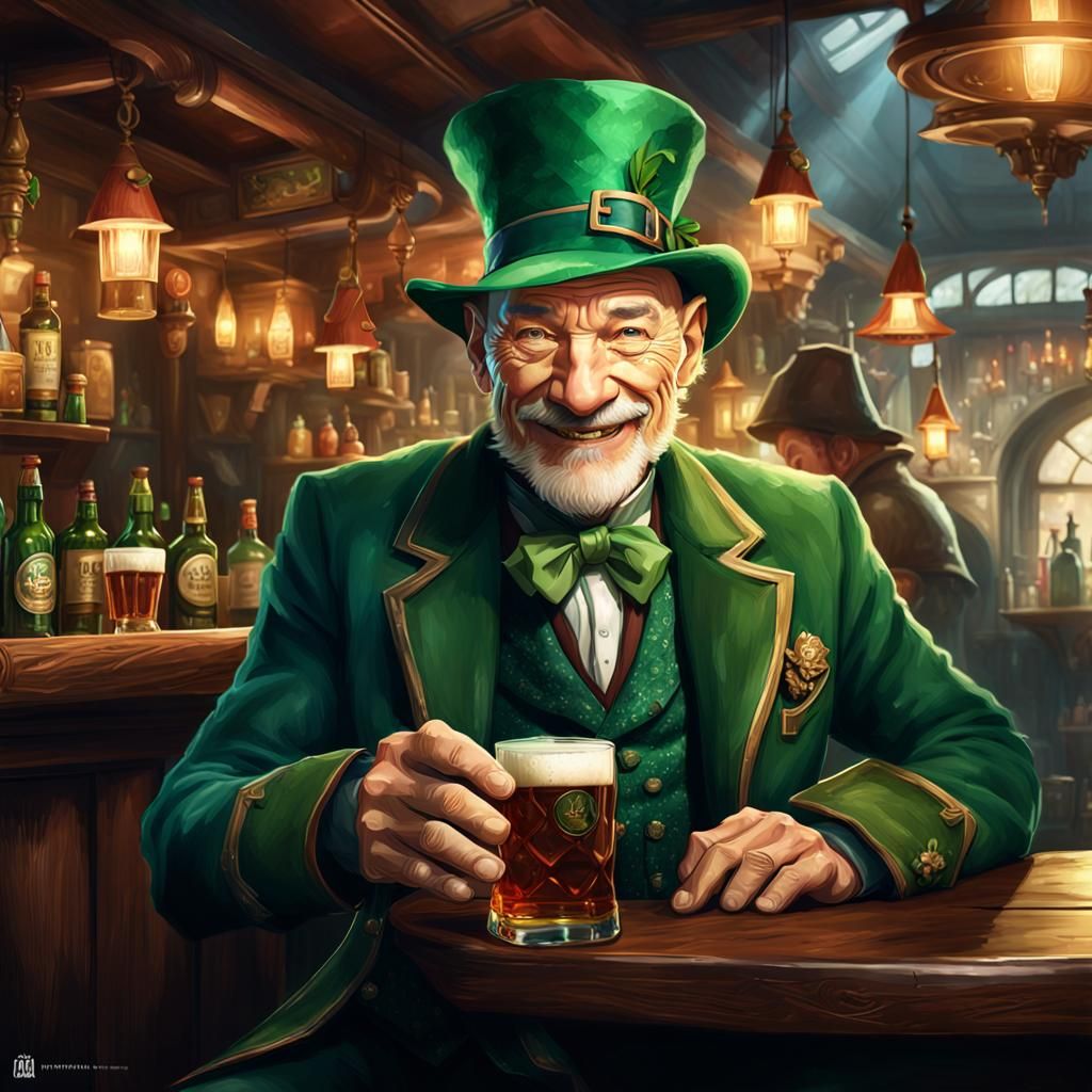 Patrick Stewart as Leprechaun, Hyperdetailed Portrait