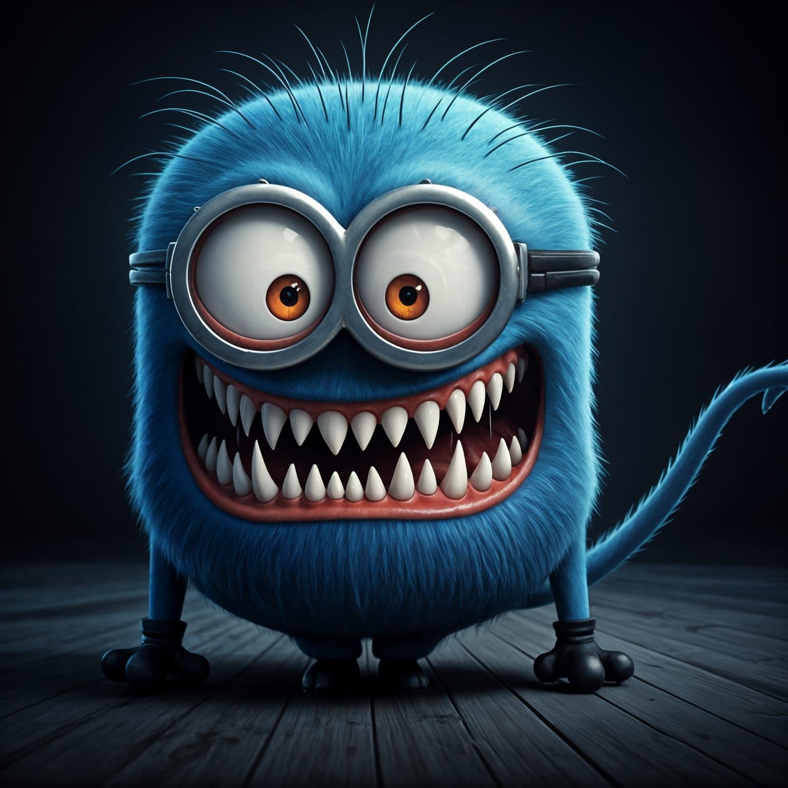 Evil Blue Minion in 8K Animation