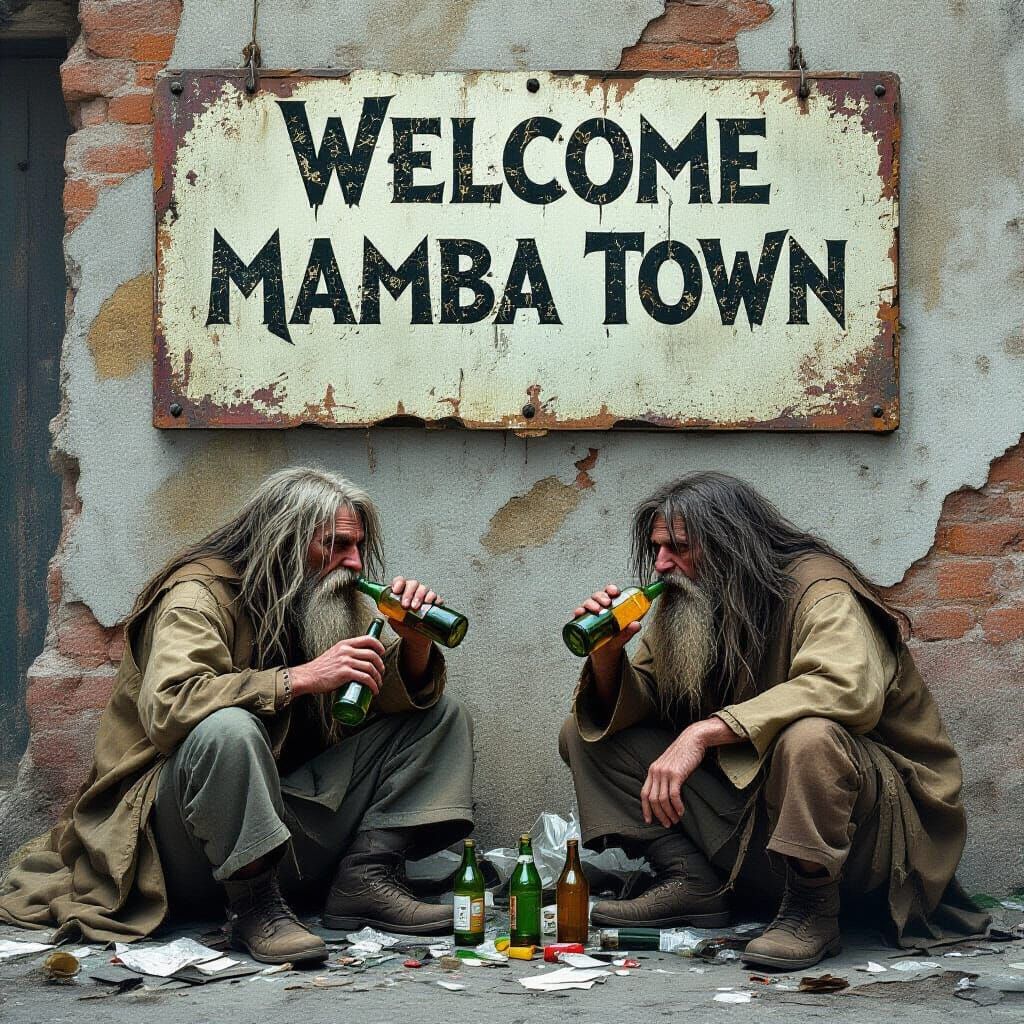 Dystopian Beggars of Mamba Town: A Futuristic Scene