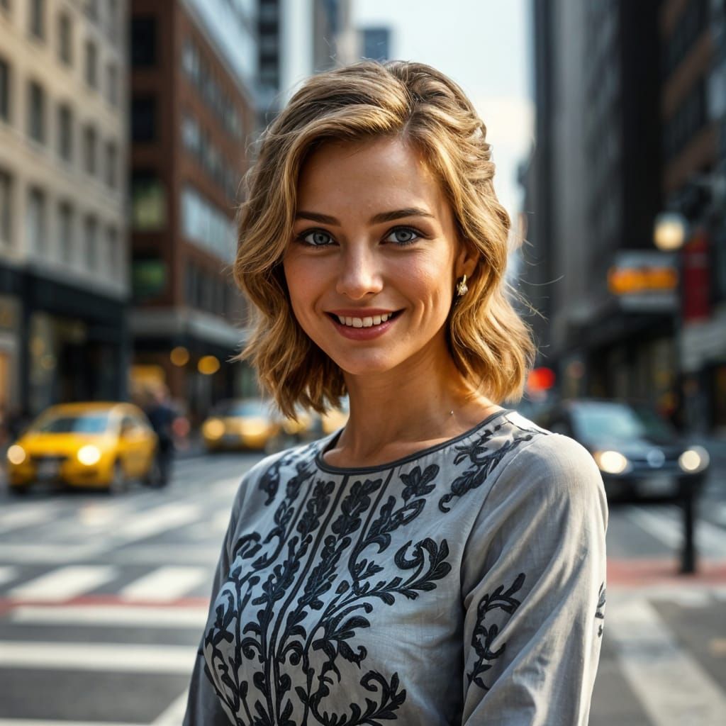 Elegant Woman in Metropolitan City Streets